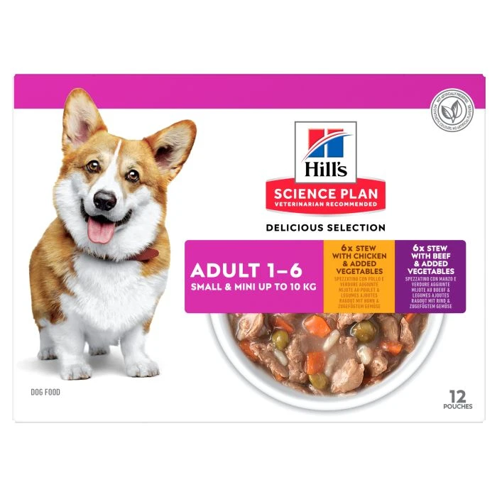 HILL'S SCIENCE PLAN HEALTHY CUISINE MIJOTÉS POUR CHIEN ADULTE SMALL & MINI AU POULET ET AU BŒUF 12X80G 3 HILL'S SCIENCE PLAN HEALTHY CUISINE MIJOTÉS POUR CHIEN ADULTE SMALL & MINI AU POULET ET AU BŒUF 12X80G
